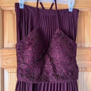 Burgundy 2 Piece Prom Dress